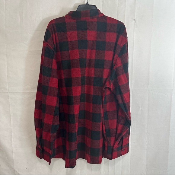 Wrangler Authentics Men Long Sleeve Heavyweight Red Black Plaid Fleece Shirt 2XL - Picture 8 of 9